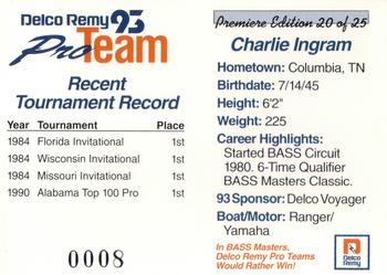 1993 Delco Remy Pro Team #20 Charlie Ingram Back