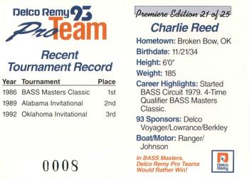 1993 Delco Remy Pro Team #21 Charlie Reed Back