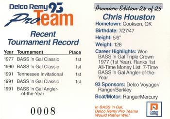 1993 Delco Remy Pro Team #24 Chris Houston Back