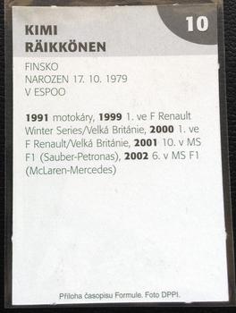 2003 Formule #10 Kimi Räikkönen Back