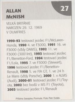 2003 Formule #27 Alan McNish Back