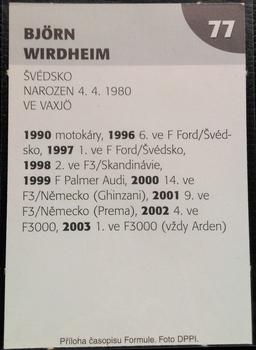 2003 Formule #77 Bjorn Wirdheim Back