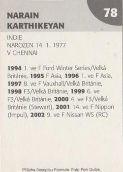2003 Formule #78 Narain Karthikeyan Back
