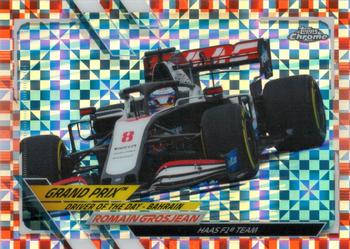 2021 Topps Chrome Formula 1 - Orange Checker Flag Refractor #157 Romain Grosjean Front