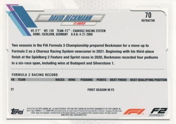 2021 Topps Chrome Formula 1 - Refractor #70 David Beckmann Back