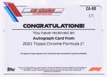 2021 Topps Chrome Formula 1 - Chrome F1 Autographs SuperFractor #CA-KR Kimi Raikkonen Back