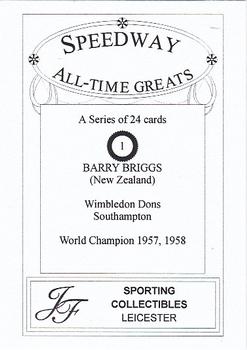 1999 Speedway All-Time Greats #1 Barry Briggs Back