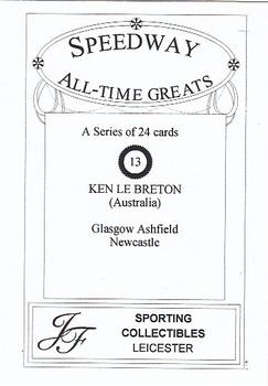 1999 Speedway All-Time Greats #13 Ken LeBreton Back