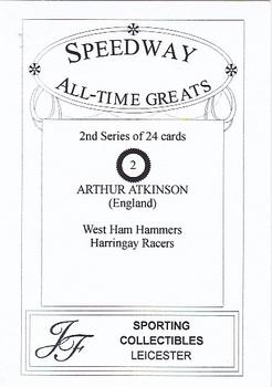 1999 Speedway All-Time Greats 2nd Series #2 Arthur Atkinson Back