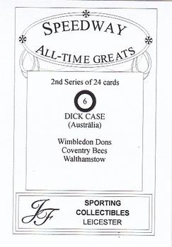 1999 Speedway All-Time Greats 2nd Series #6 Dick Case Back