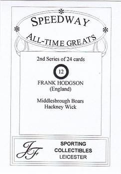 1999 Speedway All-Time Greats 2nd Series #12 Frank Hodgson Back
