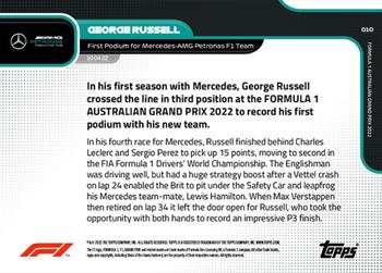 2022 Topps Now Formula 1 #010 George Russell Back