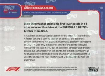 2022 Topps Now Formula 1 #035 Mick Schumacher Back