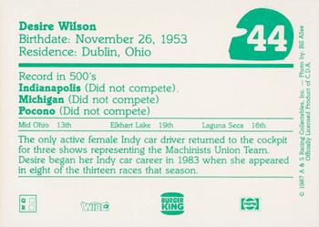 1987 A & S Racing Indy - Burger King #44 Desire Wilson Back