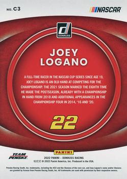 2022 Donruss - Contenders Cracked Ice #C3 Joey Logano Back