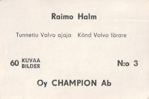 1966 Champion Monte Carlo #3 Raimo Halm Back