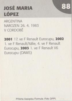 2004 Formule #88 Jose Maria Lopez Back