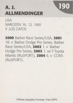 2005 Formule #190 A.J. Allmendinger Back