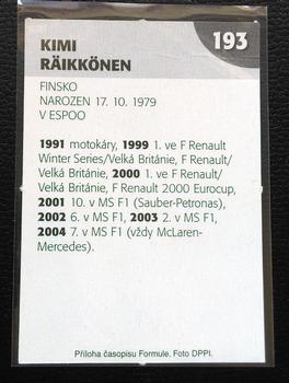 2005 Formule #193 Kimi Räikkönen Back