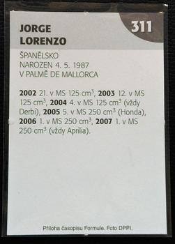 2008 Formule & Moto GP #311 Jorge Lorenzo Back