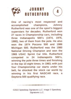 2022 Speedway Stars #4 Johnny Rutherford Back