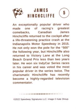 2022 Speedway Stars #5 James Hinchcliffe Back