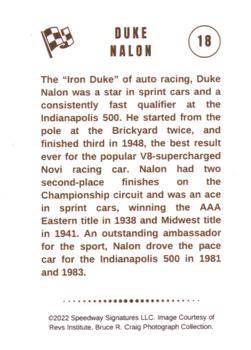 2022 Speedway Stars #18 Duke Nalon Back