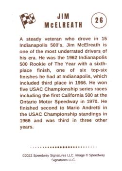 2022 Speedway Stars #26 Jim McElreath Back