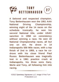 2022 Speedway Stars #27 Tony Bettenhausen Back