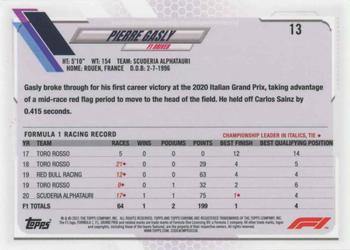2021 Topps Chrome Sapphire Edition Formula 1 #13 Pierre Gasly Back