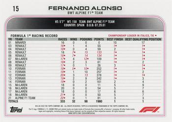 2022 Topps Formula 1 #15 Fernando Alonso Back