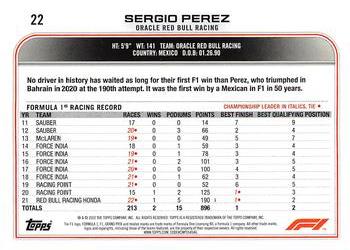 2022 Topps Formula 1 #22 Sergio Perez Back