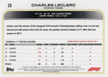 2022 Topps Formula 1 #26 Charles Leclerc Back