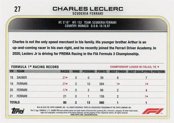 2022 Topps Formula 1 #27 Charles Leclerc Back