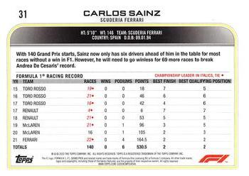 2022 Topps Formula 1 #31 Carlos Sainz Back