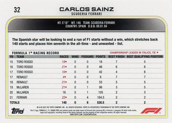 2022 Topps Formula 1 #32 Carlos Sainz Back