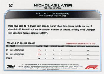 2022 Topps Formula 1 #52 Nicholas Latifi Back