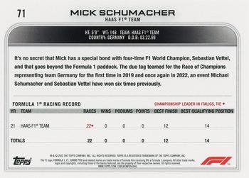 2022 Topps Formula 1 #71 Mick Schumacher Back