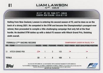 2022 Topps Formula 1 #81 Liam Lawson Back