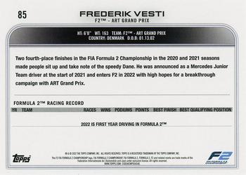 2022 Topps Formula 1 #85 Frederik Vesti Back