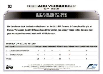 2022 Topps Formula 1 #93 Richard Verschoor Back