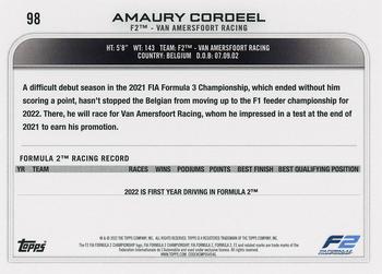 2022 Topps Formula 1 #98 Amaury Cordeel Back