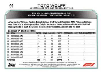 2022 Topps Formula 1 #99 Toto Wolff Back
