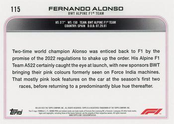 2022 Topps Formula 1 #115 Fernando Alonso Back