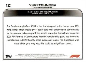 2022 Topps Formula 1 #122 Yuki Tsunoda Back