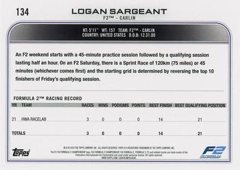 2022 Topps Formula 1 #134 Logan Sargeant Back