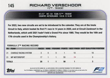 2022 Topps Formula 1 #145 Richard Verschoor Back