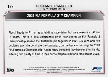 2022 Topps Formula 1 #199 Oscar Piastri Back