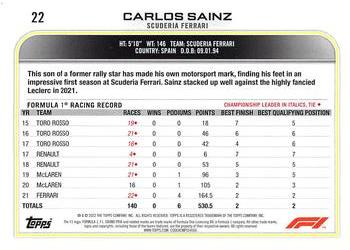 2022 Topps Formula 1 #22 Carlos Sainz Back
