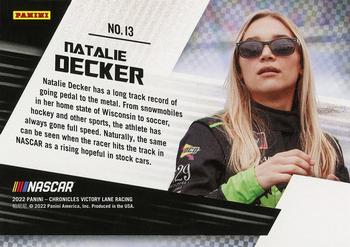 2022 Panini Chronicles - Pedal to the Metal Blue #13 Natalie Decker Back